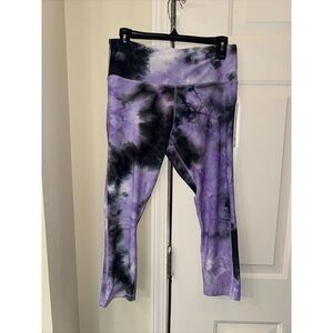 VOGO PURPLE  Tie Dye Print Women's LARGE‎ 22" Capri Yoga Pants Leggings $48